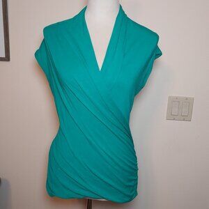 VINCE CAMUTO SIZE S CROSSOVER DRAPE STRETCHY SIDE RUCHED TOP